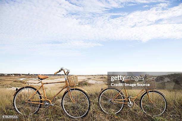 bicycles near sand dunes - dunes stock pictures, royalty-free photos & images