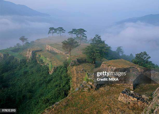 takeda castle, asago, hyogo, japan - asago stock-fotos und bilder