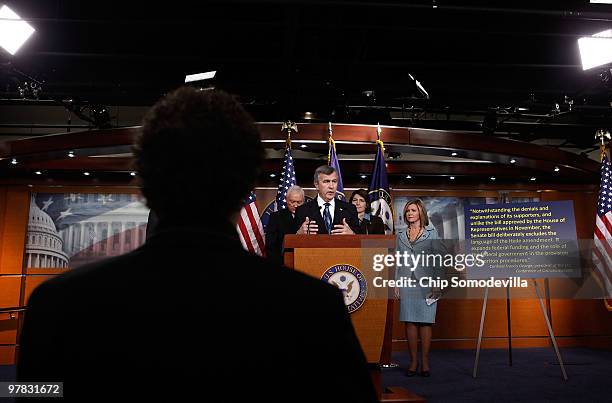 Sen. Mike Johanns delivers remarks during a news conference with fellow Republicans from the House and Senate at the U.S. Capitol March 18, 2010 in...