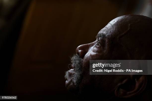 Alford Gardner who arrived in Britain in 1948 on the first Windrush ship to dock in Tilbury, Essex, speaking at his home in Leeds.