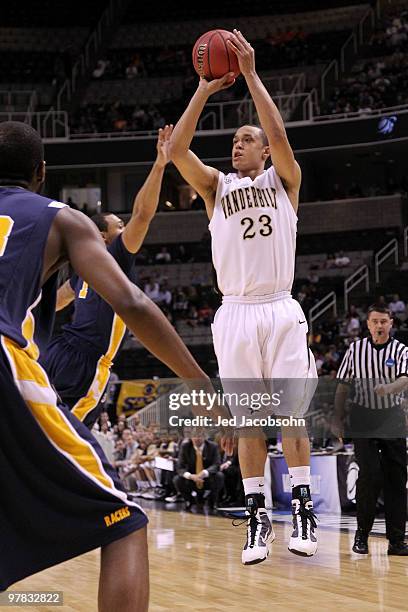 Guard John Jenkins of the Vanderbilt Commodores takes a shot against the Murray State Racers during the first round of the 2010 NCAA men�s basketball...