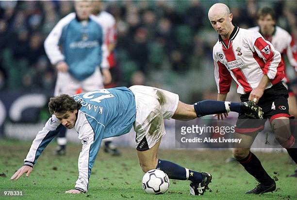 Andrei Kanchelskis of Man City scrambles for the ball during the FA Carling Premier League match between Manchester City v Southampton at Maine Road,...