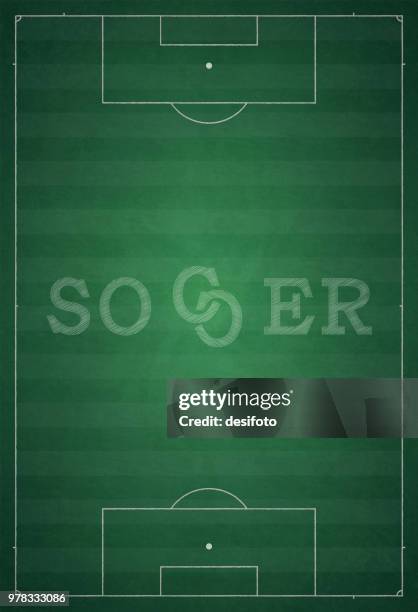 football ground / field vector illustration - overhead football on field drawing stock illustrations