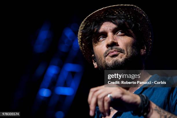 Fabrizio Moro perform on stage on June 16, 2018 in Rome, Italy.