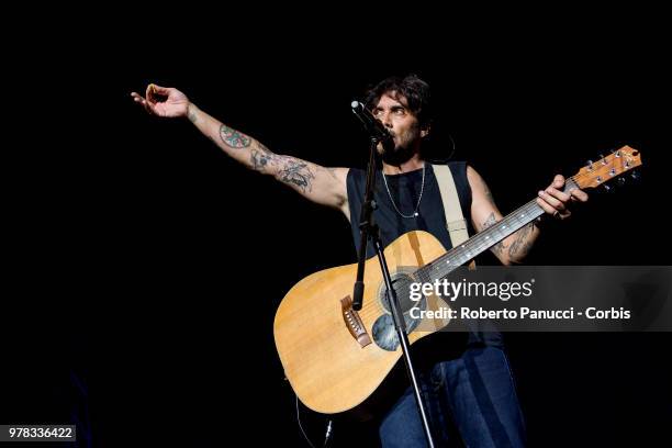 Fabrizio Moro perform on stage on June 16, 2018 in Rome, Italy.