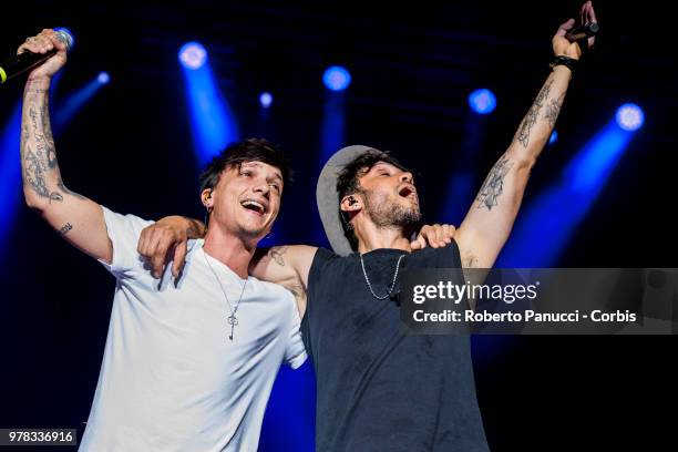 Fabrizio Moro perform on stage on June 16, 2018 in Rome, Italy.