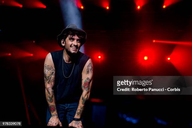Fabrizio Moro perform on stage on June 16, 2018 in Rome, Italy.