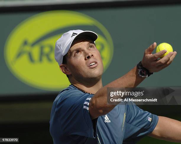 Bob Bryan tumbles during the men's doubles finals March 31 at the 2007 Sony Ericsson Open at Key Biscayne. Bob and Mike Bryan defeated Martin Damm...