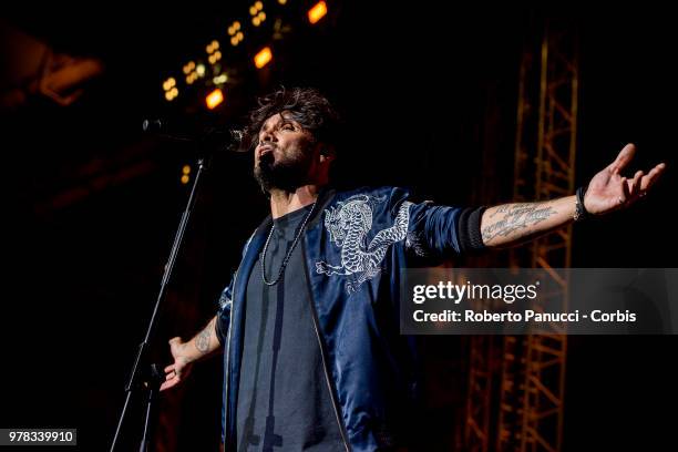 Fabrizio Moro perform on stage on June 16, 2018 in Rome, Italy.