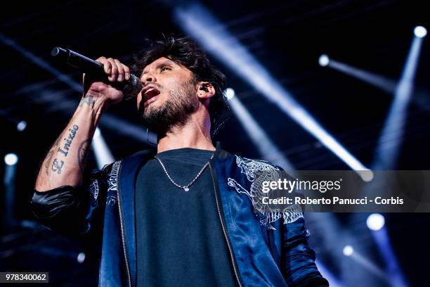 Fabrizio Moro perform on stage on June 16, 2018 in Rome, Italy.