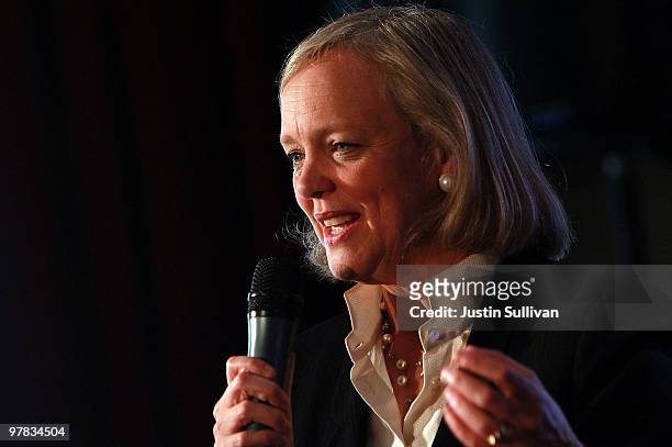 California Republican gubernatorial candidate and former eBay CEO Meg Whitman speaks to the Greater San Jose Hispanic Chamber of Commerce March 18,...