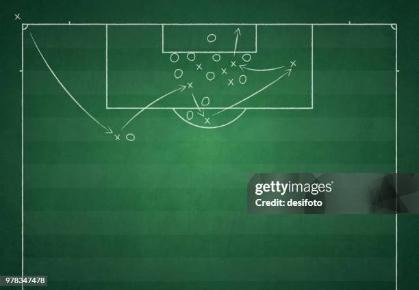 football ground / field vector illustration of game plan - goal post stock illustrations