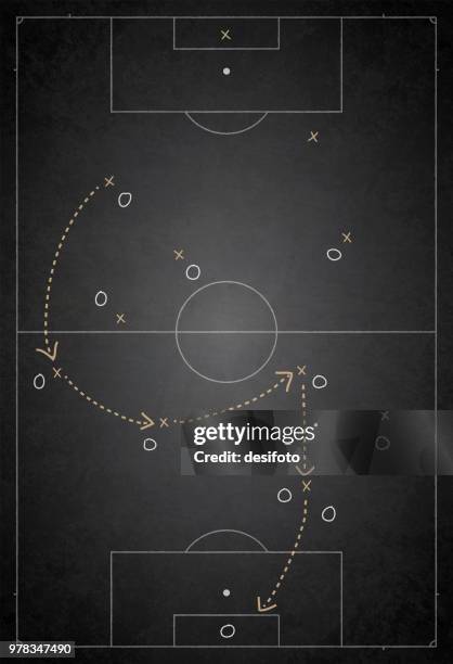 football ground / field vector illustration of game plan - chalk strategy stock illustrations