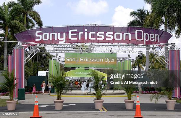 The fan's entrance at the Crandon Park tennis center before the women's doubles semi-finals March 30 at the 2007 Sony Ericsson Open at Key Biscayne....
