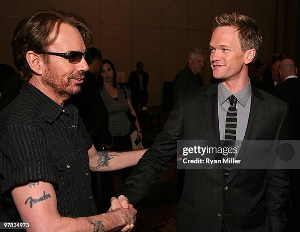 Actors Billy Bob Thornton and Neil Patrick Harris pose at the CBS Films luncheon during ShoWest 2010 held at Paris Las Vegas on March 18, 2010 in Las...