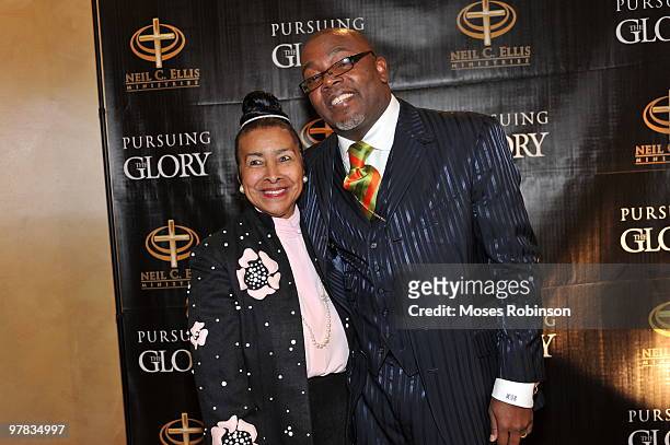 Xernona Clayton and Bishop Neil C. Ellis attend the "Pursuing The Glory" book launch at Tyler Perry Studio on March 18, 2010 in Atlanta, Georgia.