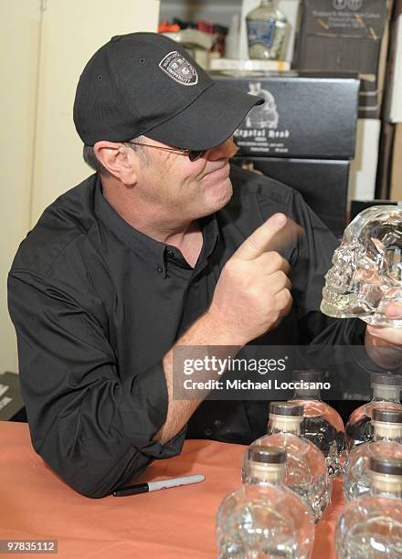 Actor Dan Akroyd promotes his Crystal Head Vodka at Park Avenue Liquor Shop on March 18, 2010 in New York City.