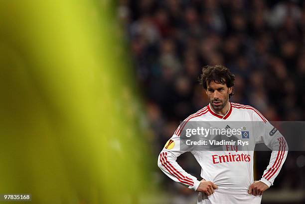 Ruud van Nistelrooy of Hamburg is pictured during the UEFA Europa League round of 16 second leg match between RSC Anderlecht and Hamburger SV at...