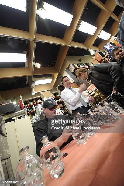 Actor Dan Akroyd promotes his Crystal Head Vodka at Park Avenue Liquor Shop on March 18, 2010 in New York City.