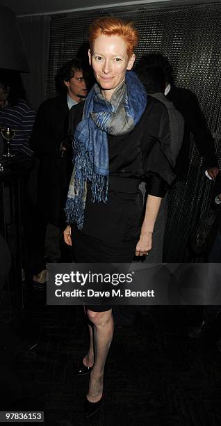 Tilda Swinton attends the 'I Am Love' screening at The Electric Cinema on March 18, 2010 in London, England.