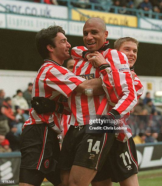 George Santos of Sheffield United celebrates scoring the first goal during the Nationwide First Division match between Queens Park Rangers and...