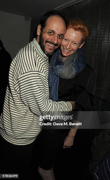 Luca Guadagnino and Tilda Swinton attend the 'I Am Love' screening at The Electric Cinema on March 18, 2010 in London, England.