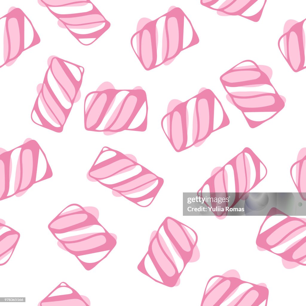 Chewy Pattern Marshmallow Twists Seamless Pattern Vector Illustration Pastel Colored ...