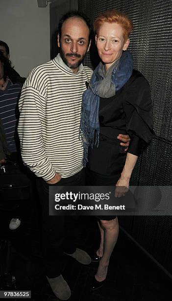Luca Guadagnino and Tilda Swinton attend the 'I Am Love' screening at The Electric Cinema on March 18, 2010 in London, England.
