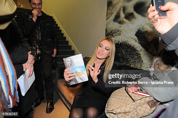 Patrizia D'Addario presents hers book ' Gradisca Presidente ' at the Jolly Hotel de la Gare on March 18, 2010 in Bologna, Italy.