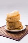 Homemade Fried Puri or Poori Or Indian Bread, selective focus