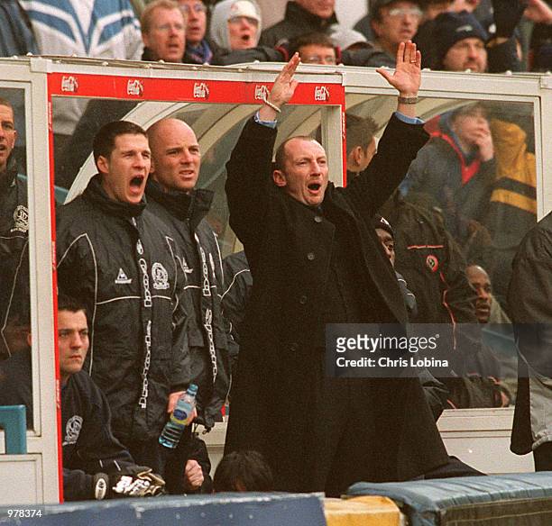 Ian Holloway the Queens Park Rangers manager celebrates a goal during the Nationwide First Division match between Queens Park Rangers and Sheffield...