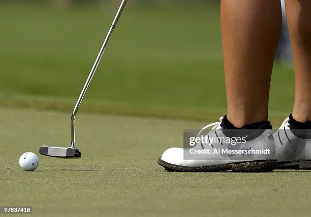 Se Ri Pak lines up a putt on the second hole Sunday, October 12 at the Samsung World Championship in Houston, Texas.