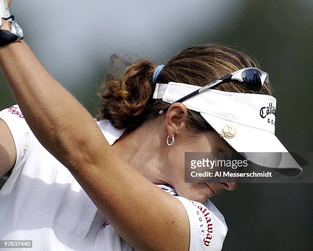 Rachel Teske tees off Sunday, October 12, 2003 at the Samsung World Championship in Houston, Texas.