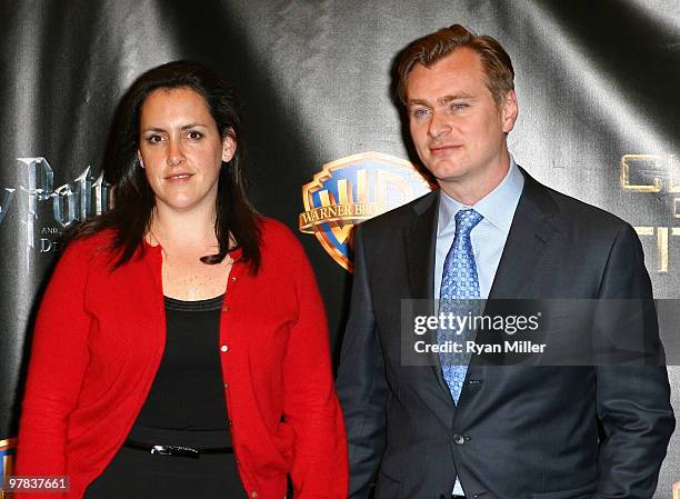 Director/producer Christopher Nolan and his wife Emma Thomas arrive at Warner Bros. Pictures' "Big Picture 2010" during ShoWest 2010 held at Paris...