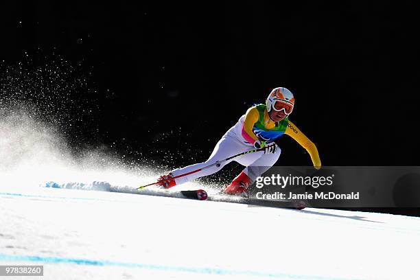 Andrea Rothfuss of Germany competes in the Women's Standing Downhill during Day 7 of the 2010 Vancouver Winter Paralympics at Whistler Creekside on...