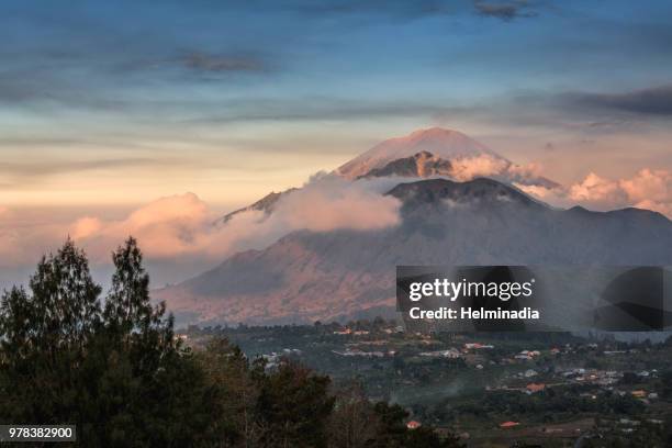 mount batur and mount agung - bangli stock pictures, royalty-free photos & images