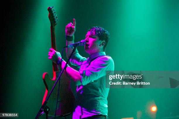 Bruce Carter of The Whip performs on stage at Brixton Academy on March 18, 2010 in London, England.