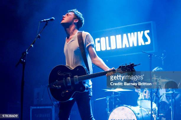 Bobby Cook of Goldhawks performs on stage at Brixton Academy on March 18, 2010 in London, England.