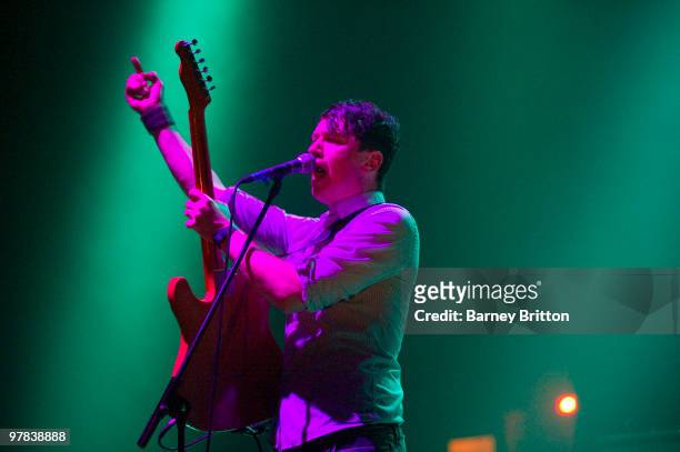 Bruce Carter of The Whip performs on stage at Brixton Academy on March 18, 2010 in London, England.