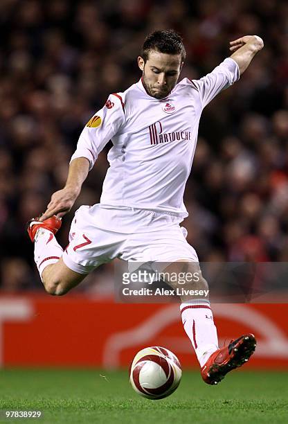 Yohan Cabaye of Lille in action during the UEFA Europa League Round of 16, second leg match between Liverpool and Lille at Anfield on March 18, 2010...