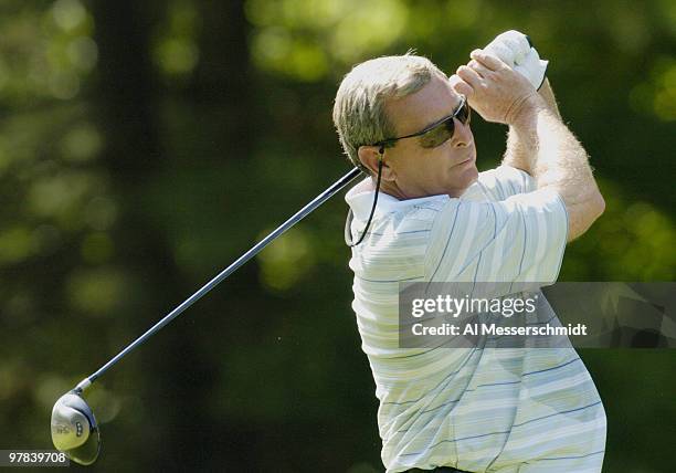 Fuzzy Zoeller tees off in the second round at Bellerive Country Club, site of the 25th U. S. Senior Open, St. Louis, Missouri. Zoeller shot a 66 to...