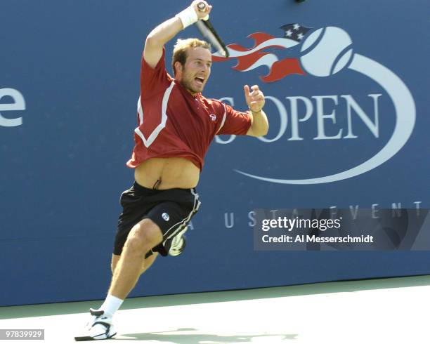 Olivier Rochus defeats third-seeded Carlos Moya in the third round of the men's singles September 4, 2004 at the 2004 US Open in New York.