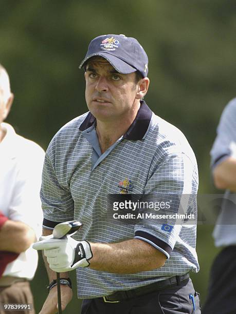 Paul McGinley practices before play in the 2004 Ryder Cup in Detroit, Michigan, September 16, 2004.