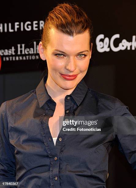 Actress Milla Jovovich presents Tommy Hilfiger Limited Edition bag at El Corte Ingles on March 18, 2010 in Madrid, Spain.