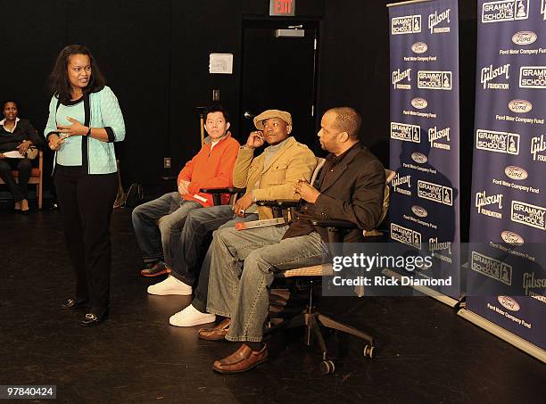 Ford Motor Co's Pamela Alexander with Panelist - Grammy award winning Engineer Phil Tan, Recording Artist Calvin Richardson and Radio Consultant...