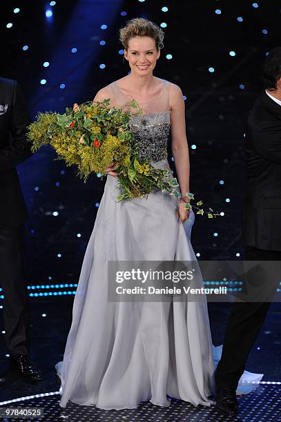 Andrea Osvart attends the ''Premio TV 2010'' Ceremony held at Teatro Ariston on March 18, 2010 in San Remo, Italy.