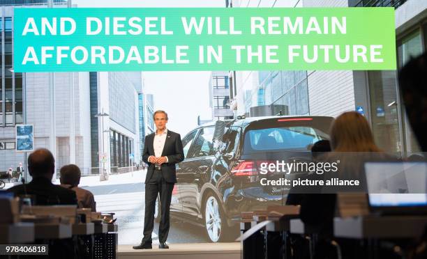 April 2018, Germany, Renningen: Chairman of the board of the Robert Bosch GmbH, Volkmar Denner, speaking during the financial statement press...