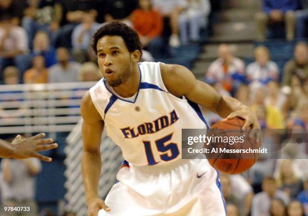 Florida guard Walter Hodge drives against Alabama State at the Stephen C. O'Conner Center November 28, 2005 in Gainesville, Florida. The Gators...