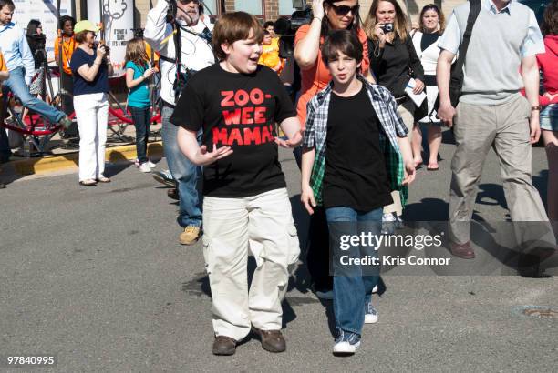 Robert Capron and Zachary Gordon attend the premiere of "Diary Of A Wimpy Kid" at on March 18, 2010 in Alexandria, Virginia.