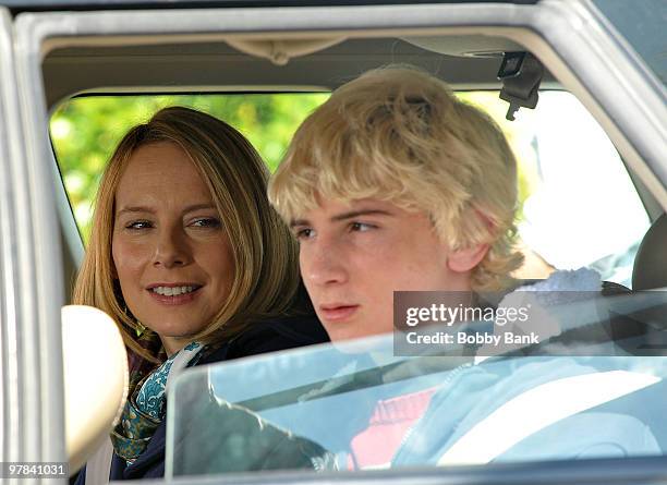 Amy Ryan and Alex Shaffer on location for ''Win Win'' on March 18, 2010 in Tuckahoe, New York.